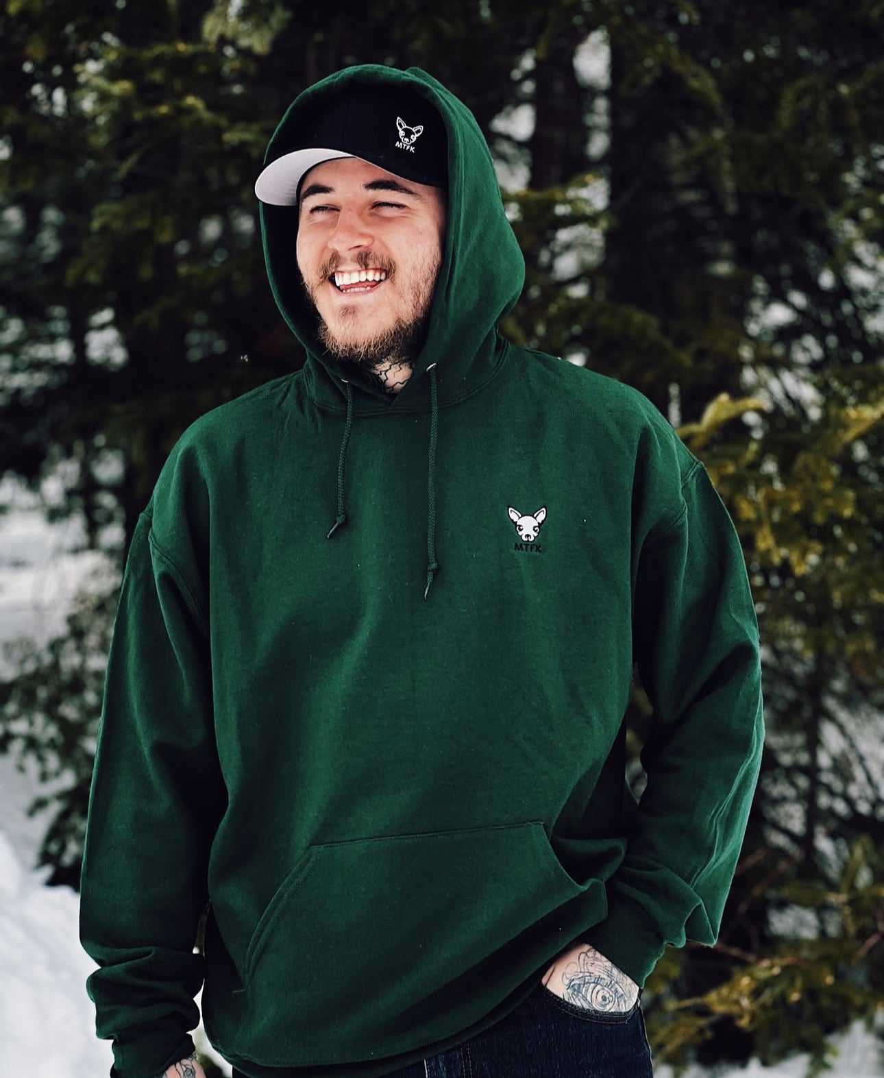 Hoodie homme vert avec logo